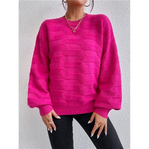 Drop Shoulder Textured Knit Sweater - Picture 6 of 6